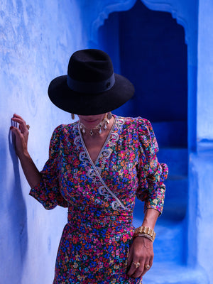 Jemaa Bouzafar Cotton-Voile Embroidered Wrap Mini Dress