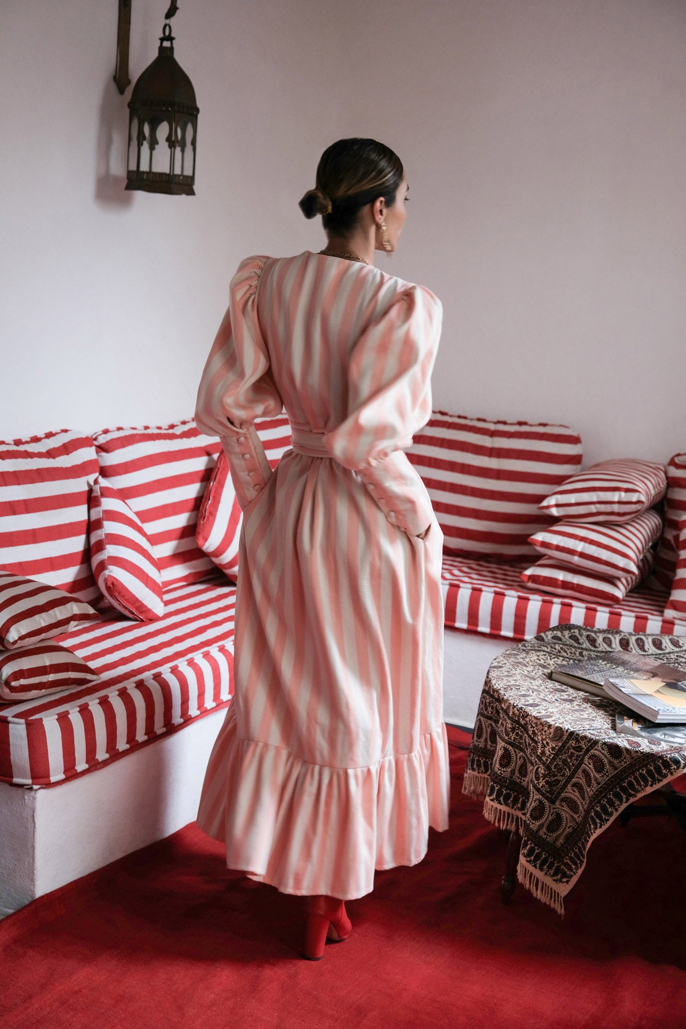 Tanja Striped Maxi Cotton Wrap Dress