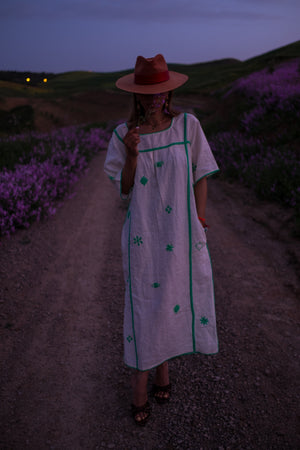 Dihya Embroidered Linen Dress