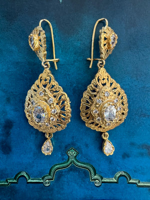 Ameqran Gold-Tone Crystal Embellished Earrings