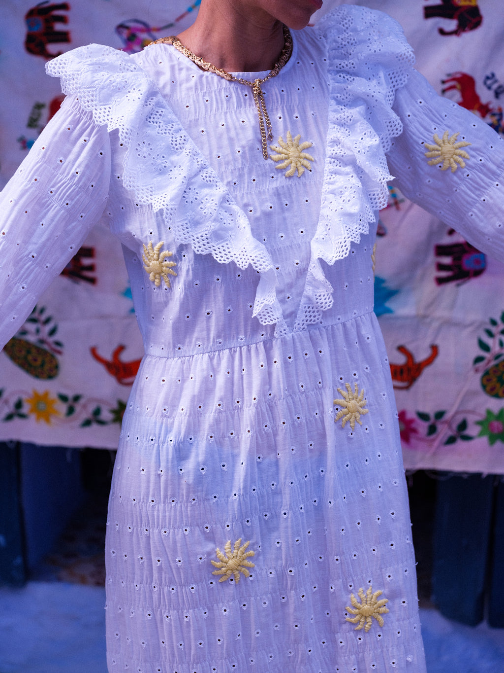 Ounila Valley Cotton-Blend Poplin and Crocheted Lace Maxi Dress