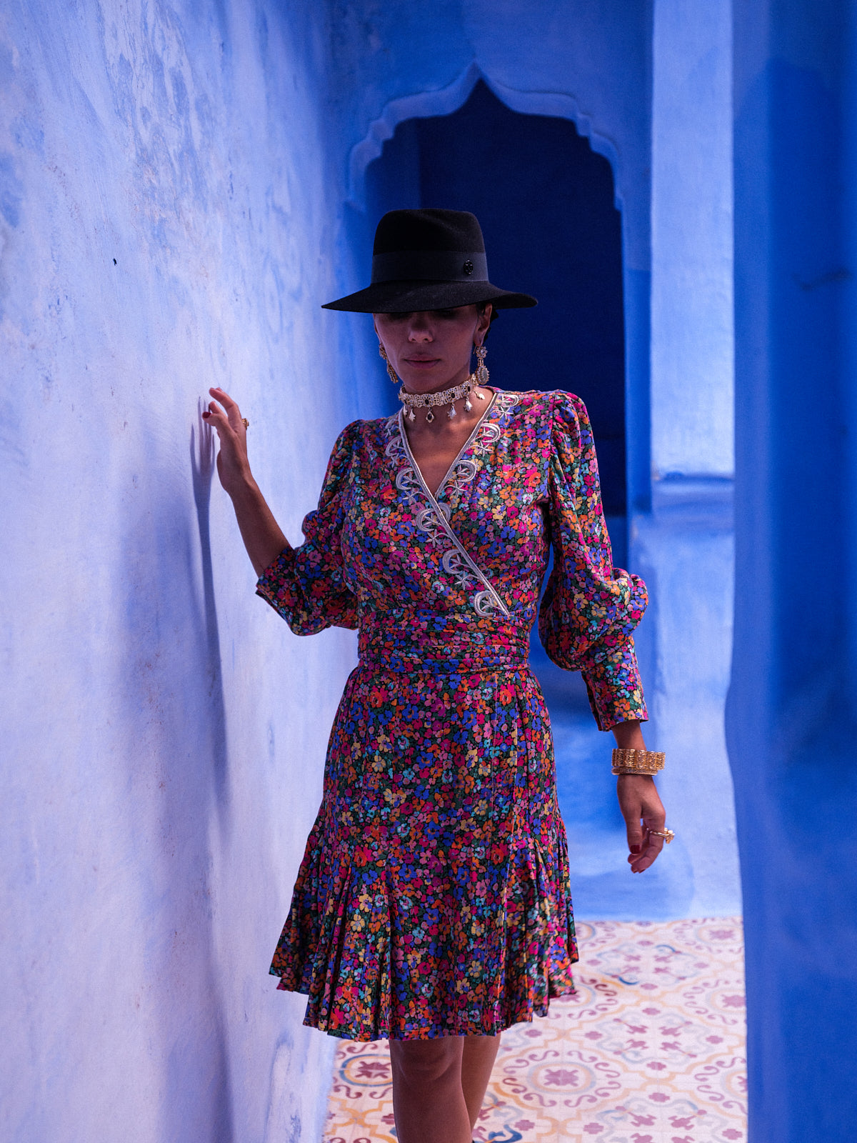 Jemaa Bouzafar Cotton-Voile Embroidered Wrap Mini Dress