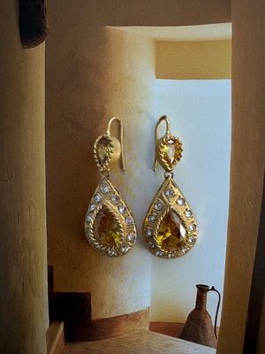 Tifawt Gold-Tone Crystal Embellished Earrings