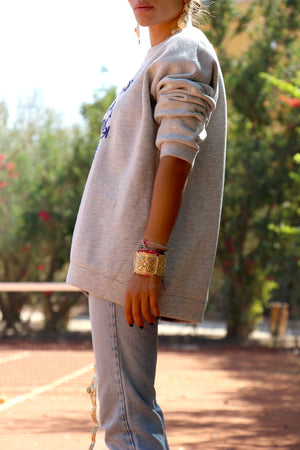 Layla Embellished Amazigh Cotton Sweatshirt