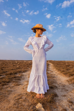 Ounila Valley Cotton-Blend Poplin and Crocheted Lace Maxi Dress