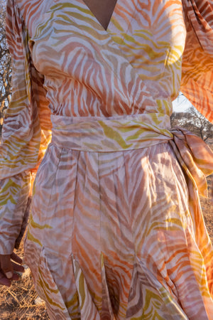 Ijoukak Zebra-Print Cotton-Blend Wrap Mini Dress