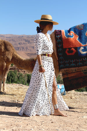 Hydra Polka-Dot Linen Maxi Dress