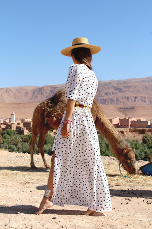 Hydra Polka-Dot Linen Maxi Dress