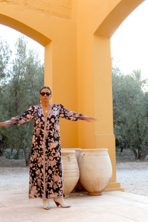 Rahal Printed Embellished Kaftan Dress