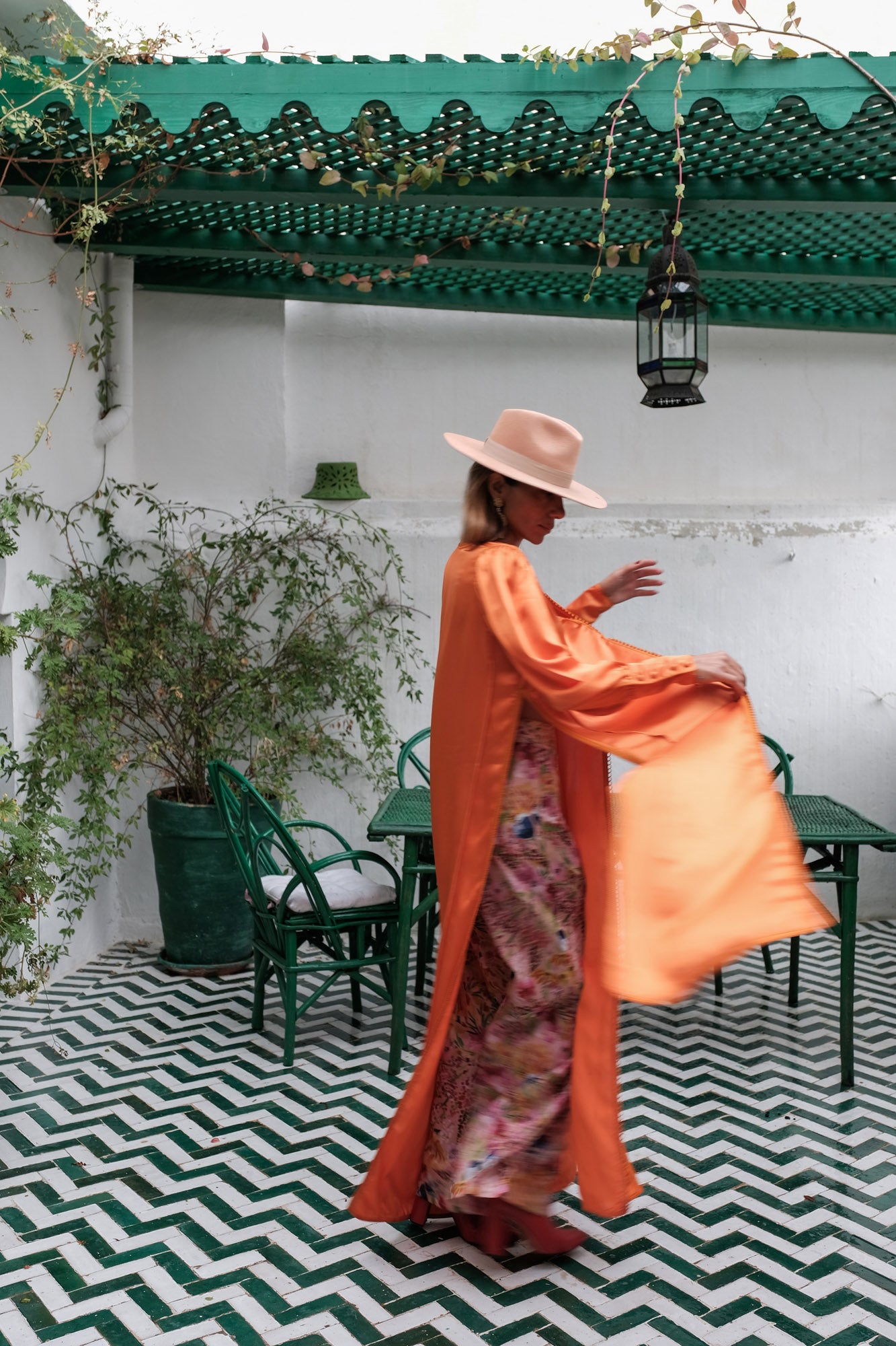 Lemoune Orange Crepe-Silk Kaftan Dress