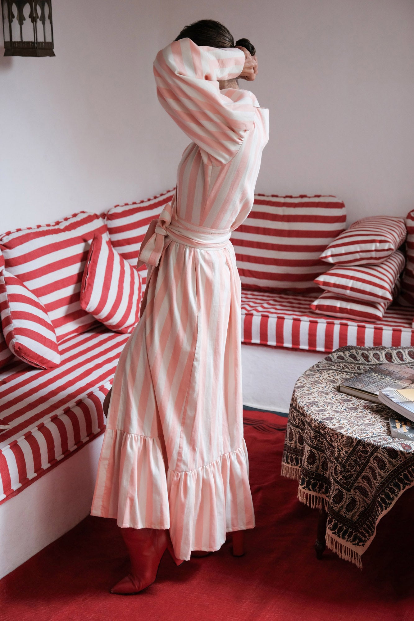 Tanja Striped Maxi Cotton Wrap Dress